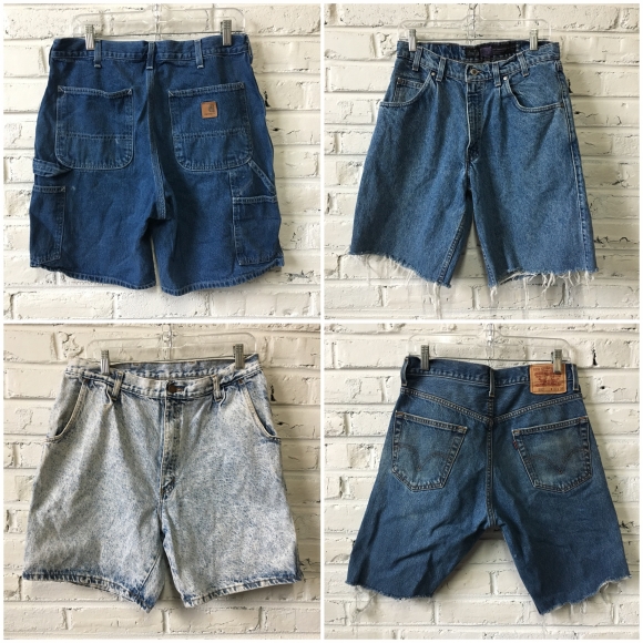 Mens Denim Dad Shorts Jorts Cutoffs by the bundle Bulk Vintage Clothing